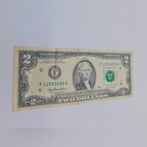 Two Dollar Bill with Green Seal F12553200 A 1995 Series
